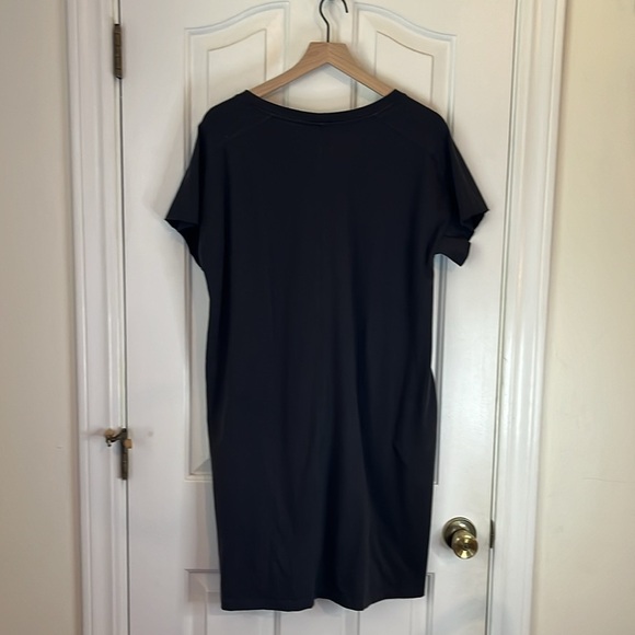 Eileen Fisher | Jewel Neck Short Sleeve Knee Length T-Shirt Dress Medium Gray - Picture 6 of 10